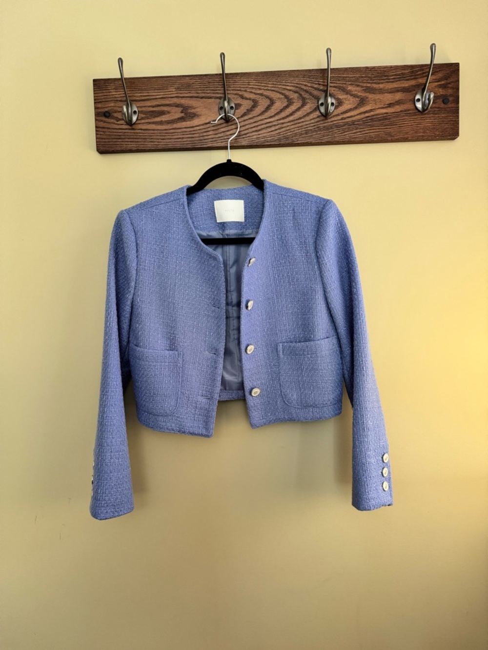 Cropped Blue Lavender Tweed Jacket